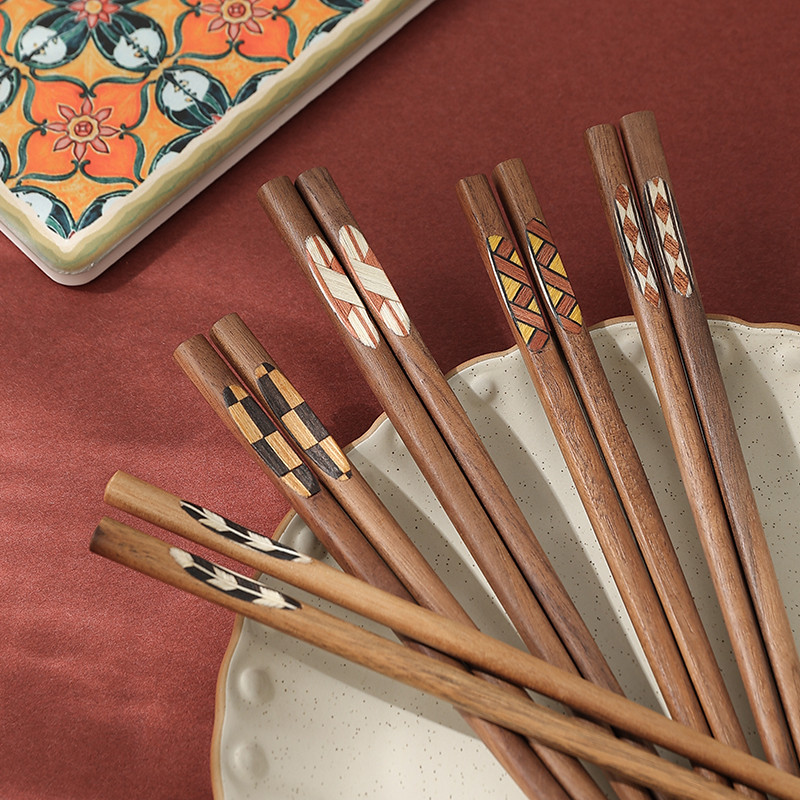 家人专用筷子黑胡桃木10双家庭装