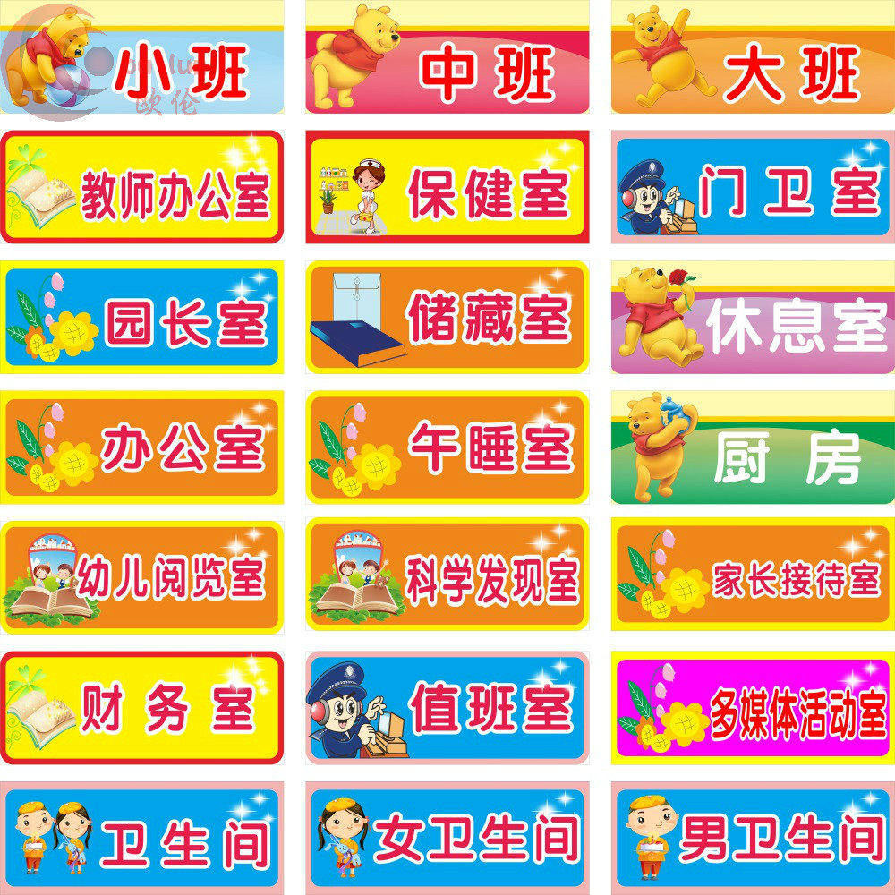 幼儿园卡通门牌校园学校门牌教室班牌科室牌大班小班中班一年级二