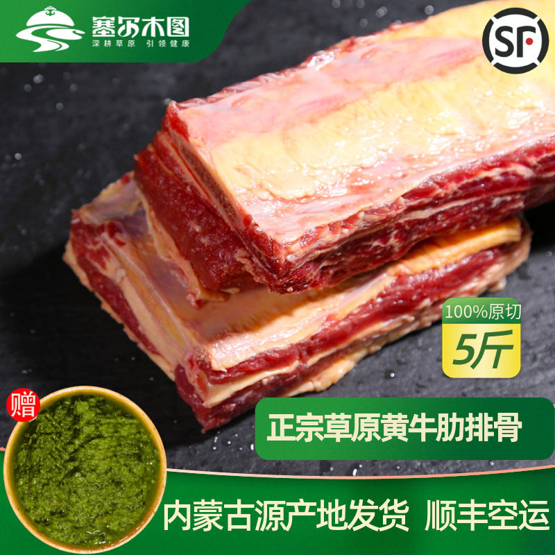 年货内蒙古黄膘牛排骨新鲜带肉黄标牛排原切牛肉牛肋骨牛肋排5斤