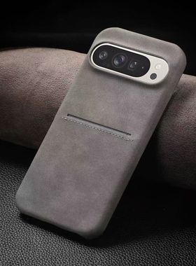 适用于谷歌Google Pixel 10高级感小众插卡轻奢9ProXL羊巴皮肤感手机壳新款8Pro简约A半包防摔复古保护套男女