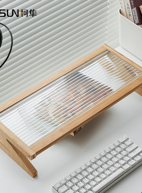 电脑增高架办公电脑显示器增高架工位屏幕抬高长虹玻璃桌面置物架