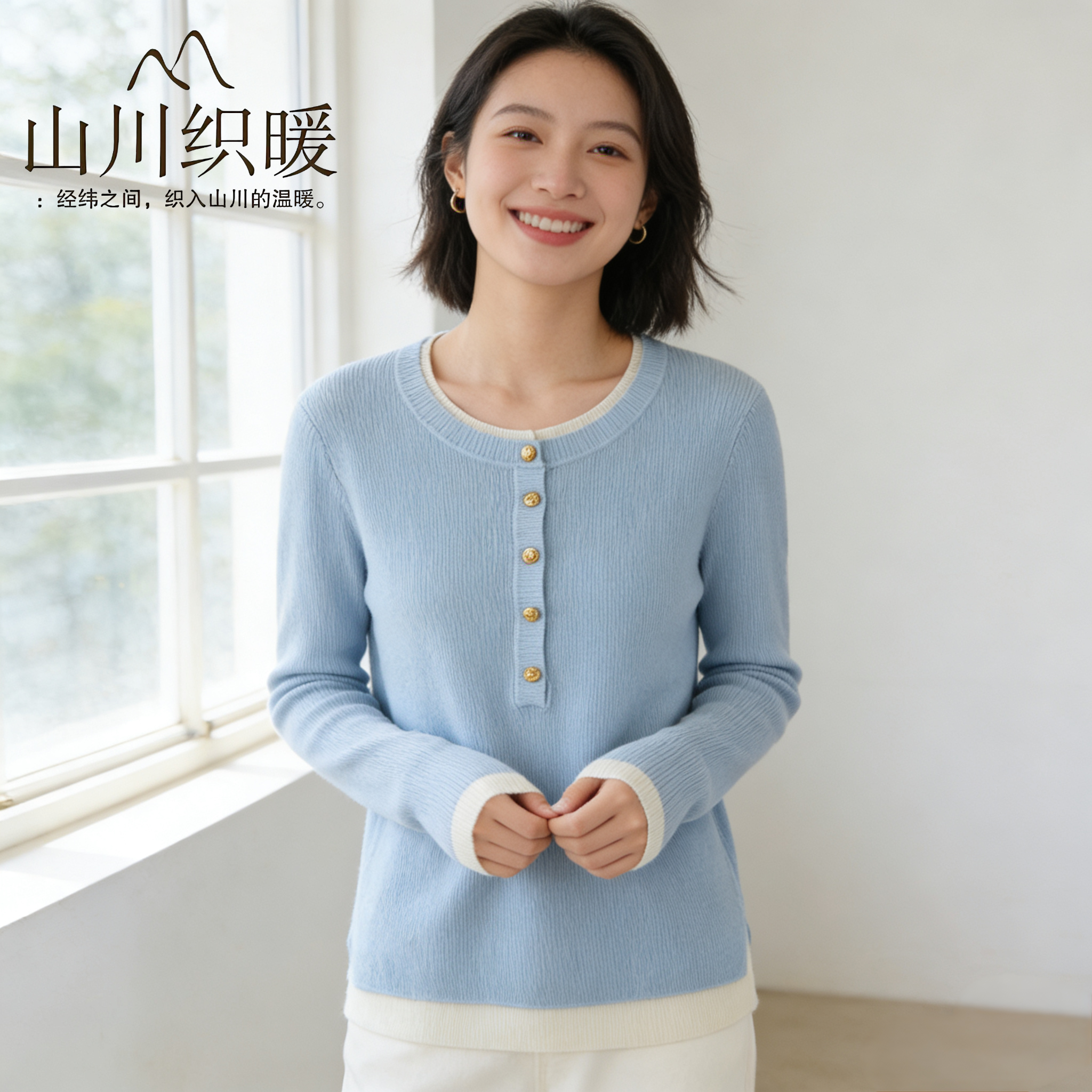 山川织暖女装80S/2精纺100％羊绒衫秋冬圆领修身抽条假两件女套衫,女装/女士精品,羊绒衫,淘宝优惠券,粉丝福利购,淘宝优惠卷