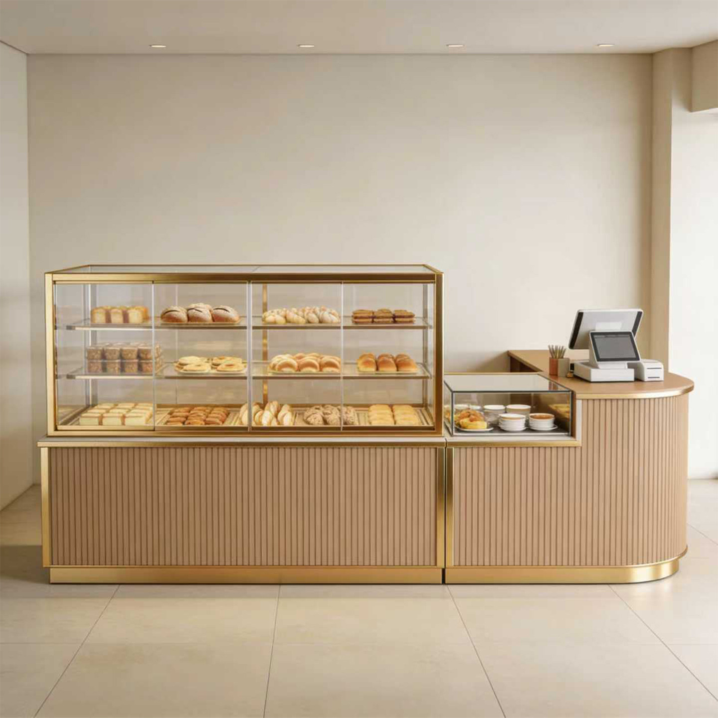 室内铁艺面包柜边柜展示柜烘焙店蛋糕中岛柜玻璃大型收银台可定制
