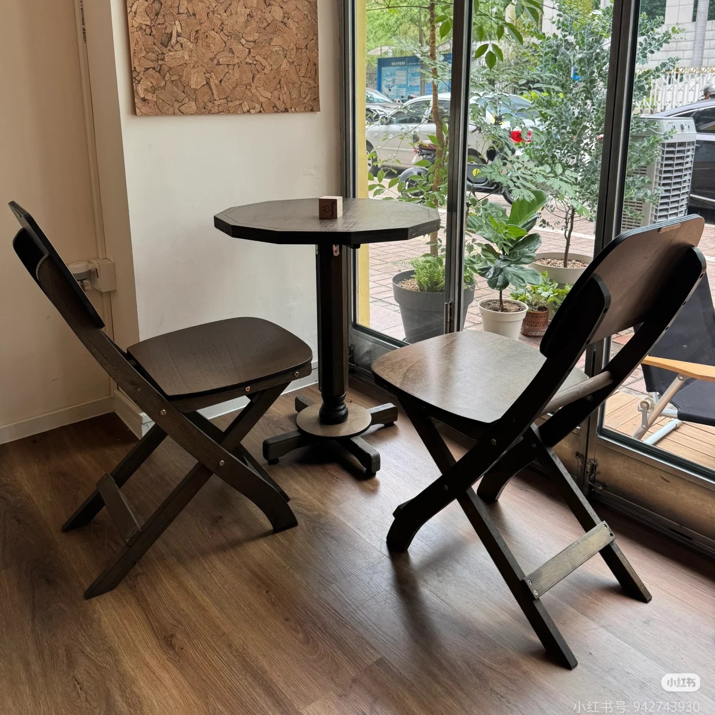 简约木质圆桌折叠椅组合小户型转角桌时尚气质家具套装