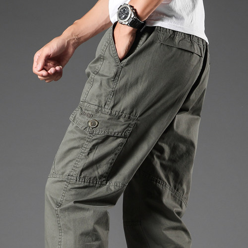 长裤休闲裤纯棉多口袋工装裤大码