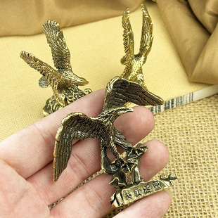 黄铜大展宏图雄鹰铜器大鹏展翅黄铜桌面摆件茶宠文玩把件男小礼品