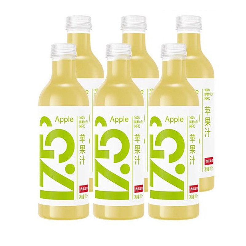 农夫山泉17.5°NFC低温苹果汁900ml*6瓶鲜果压榨冷藏果汁