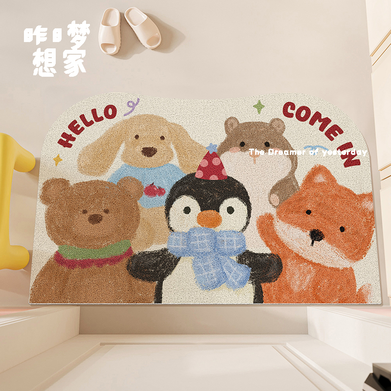 卡通玩偶入户门脚垫丝圈可裁剪垫免清洗家用耐脏刮土房间进门地垫