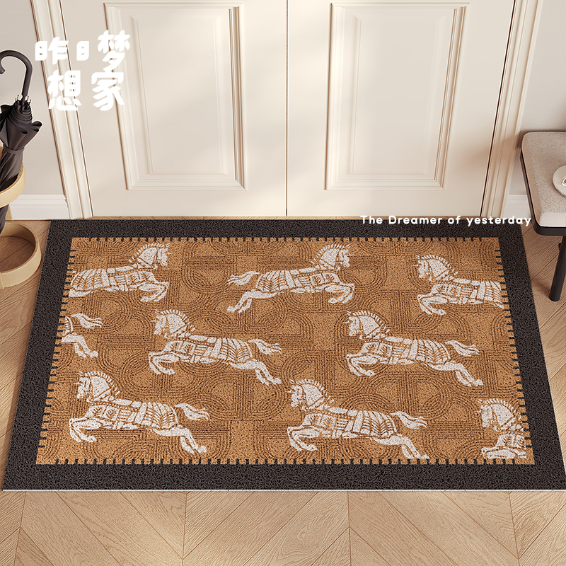 中古风入户门地垫家用丝圈耐磨防尘蹭土垫子进门门口防滑耐脏脚垫
