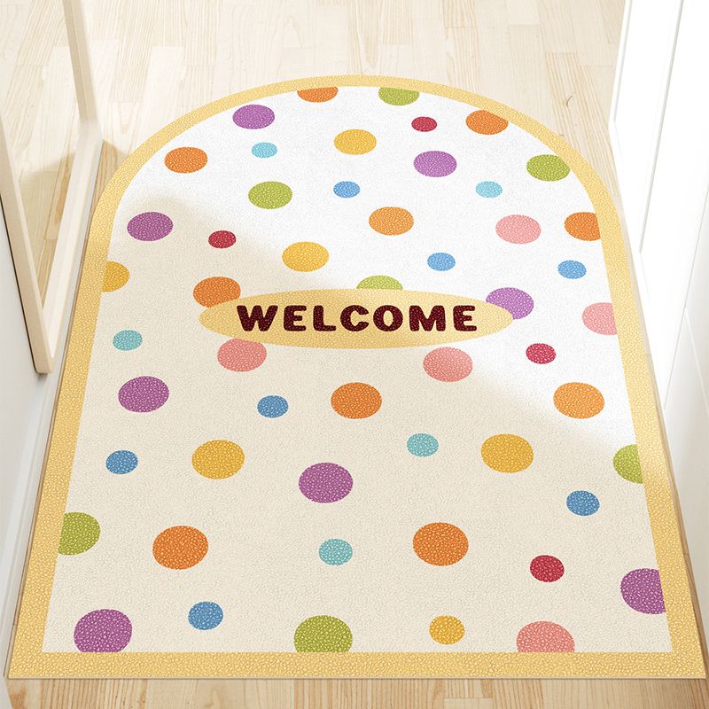 彩色波点入户门地垫家用大门口防水防油免洗玄关门可裁剪防滑脚垫