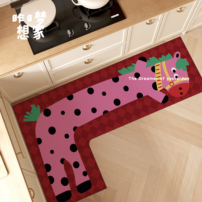 卡通小马厨房专用地垫进门耐脏脚垫家用门口吸水吸油防滑地垫子,居家布艺,厨房地垫,淘宝优惠券,粉丝福利购,淘宝优惠卷