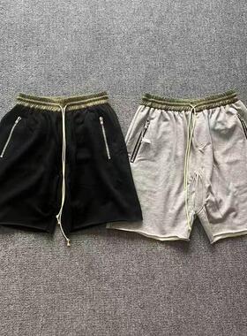 明亮叔自主第四季4th主线毛边雪花短裤灰色高街潮牌夏季休闲男