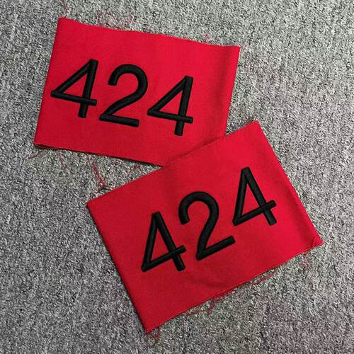 高街风格424红色全棉袖章刺绣