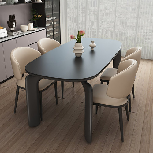 岩板餐桌椅组合小户型家用饭厅现代简约轻奢意式高级感长方形饭桌