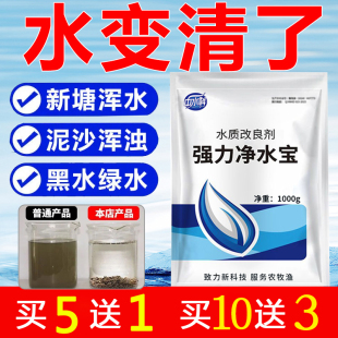 鱼塘净水宝水产养殖专用小龙虾蟹鱼池净化水质黄浊浑水变清净水剂