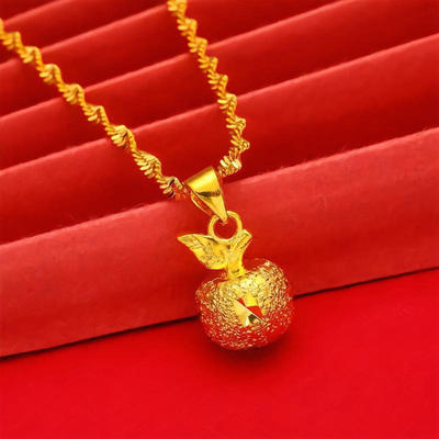 #名佳怡2025年新品磨砂金色苹果吊坠时尚轻奢项链首饰节日高档a27