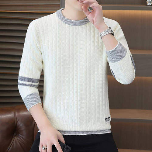 叙烽岚男装高档圆领套头毛线衣男士时尚保暖针织衫冬季加厚长a22