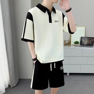两件a63 polo衫 店男装 夏季 男士 春冠服装 短袖 时尚 运动休闲套装 短裤