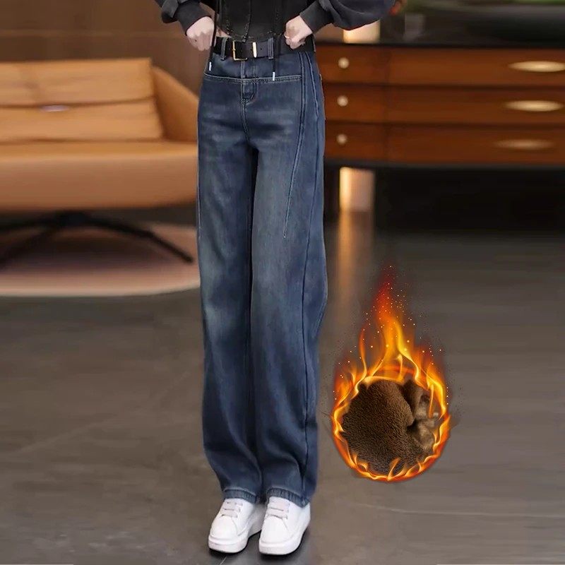 怀旧复古牛仔裤女秋冬季2025年新款高腰弯刀裤香蕉裤阔腿宽松裤子