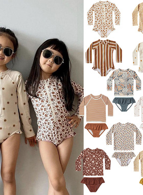 2025夏季新款泳装Rylee中小童女宝宝长袖分体温泉防晒连体泳衣裤