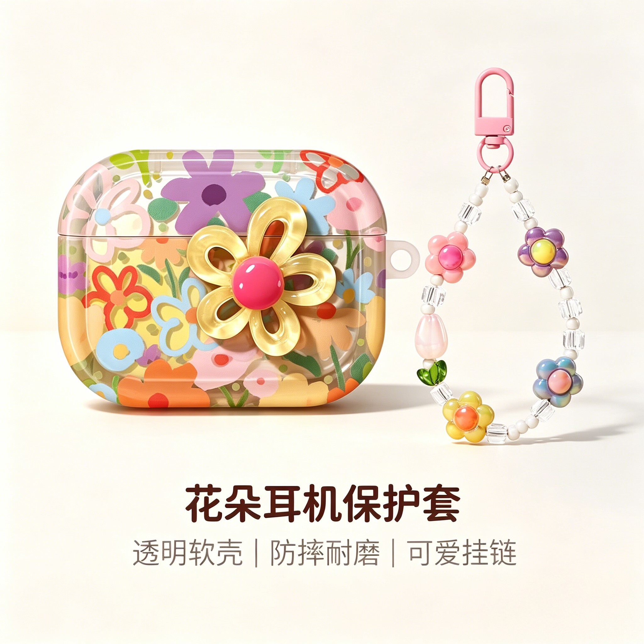 适用airpodspro3保护壳ins花朵airpods4保护套airpodspro2二代高级感airpods4降噪版四代airpord3苹果耳机壳