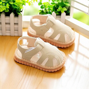 夏季叫叫凉鞋学步鞋包头软底防滑1-3岁宝宝童鞋男女童透气