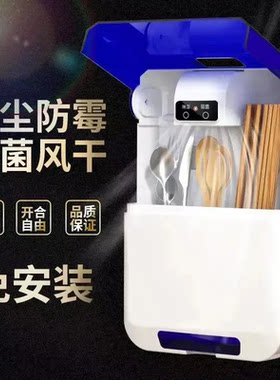 【下单立减50】厨房免打孔防尘挂壁式蓝光风干筷子篓WZ