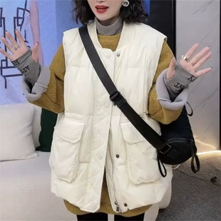 马甲女棉服无袖 2022新款 外套 欧洲站冬季 chic小众设计休闲宽松工装