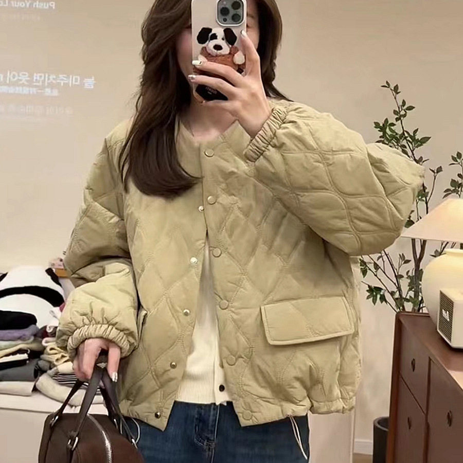 慵懒风休闲棉衣外套女短款2025秋冬新款小个子时尚简约菱格棉衣潮,女装/女士精品,棉衣/棉服,淘宝优惠券,粉丝福利购,淘宝优惠卷