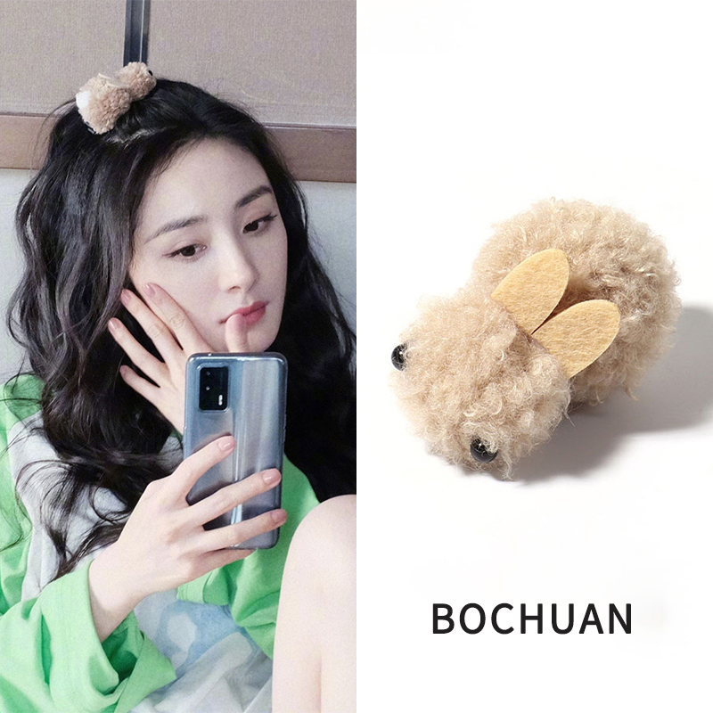 绒小兔子发夹女刘海侧边发卡