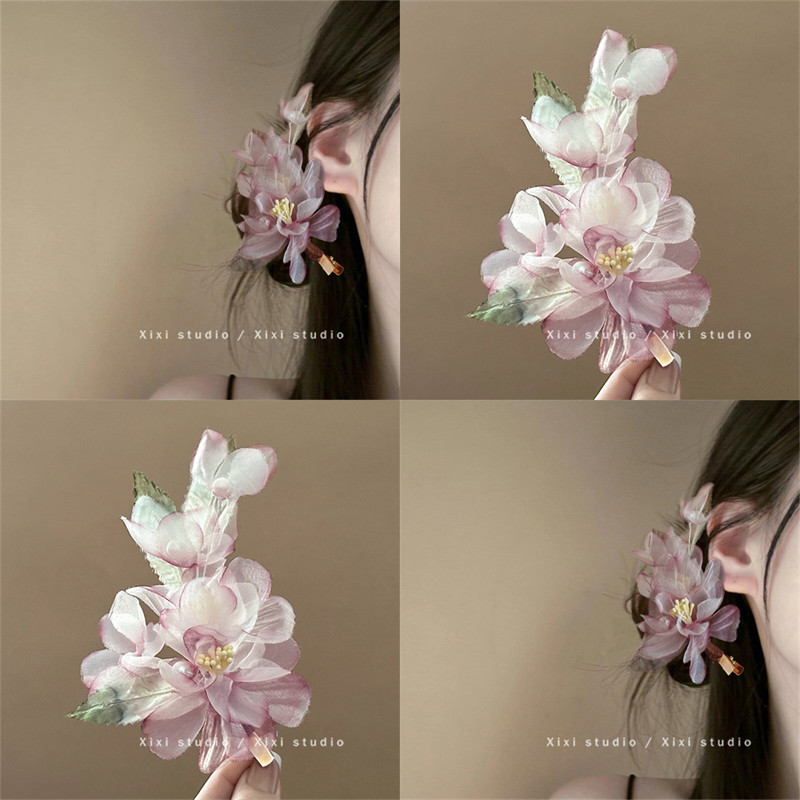 东方烟雨！高颜值绢花发夹！氛围感侧边夹纯欲刘海夹盘发器头饰女,家庭/个人清洁工具,盘发器,淘宝优惠券,粉丝福利购,淘宝优惠卷