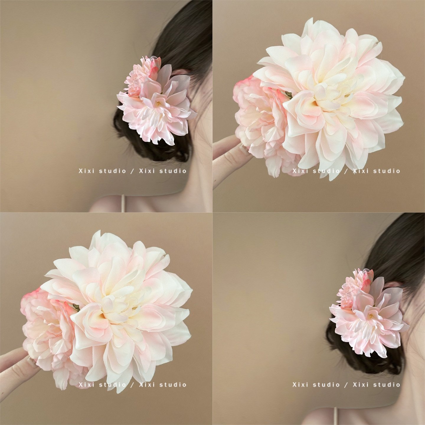 超仙粉色牡丹花鸭嘴夹发饰女森系甜美大号盘发抓夹配裙子头花新品,饰品/流行首饰/时尚饰品新,发饰,淘宝优惠券,粉丝福利购,淘宝优惠卷
