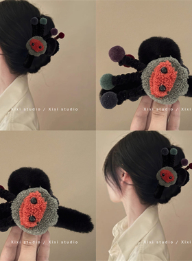 浪漫归属！15cm超大ab面毛绒抓夹！高级感鲨鱼夹发夹子头饰盘发器