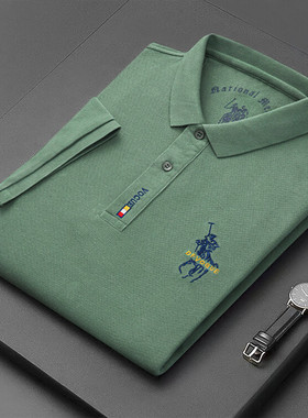 高端短袖t恤男纯棉夏季冰感薄款翻领polo衫男士半袖保罗全棉体恤