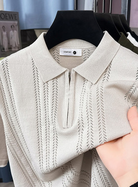 保罗男装高品质短袖翻领男士半拉链针织衫男POLO衫男休闲半袖T恤