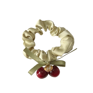 高级感樱桃头绳发圈女2025新款蝴蝶结半扎发夹后脑勺马尾头饰抓夹