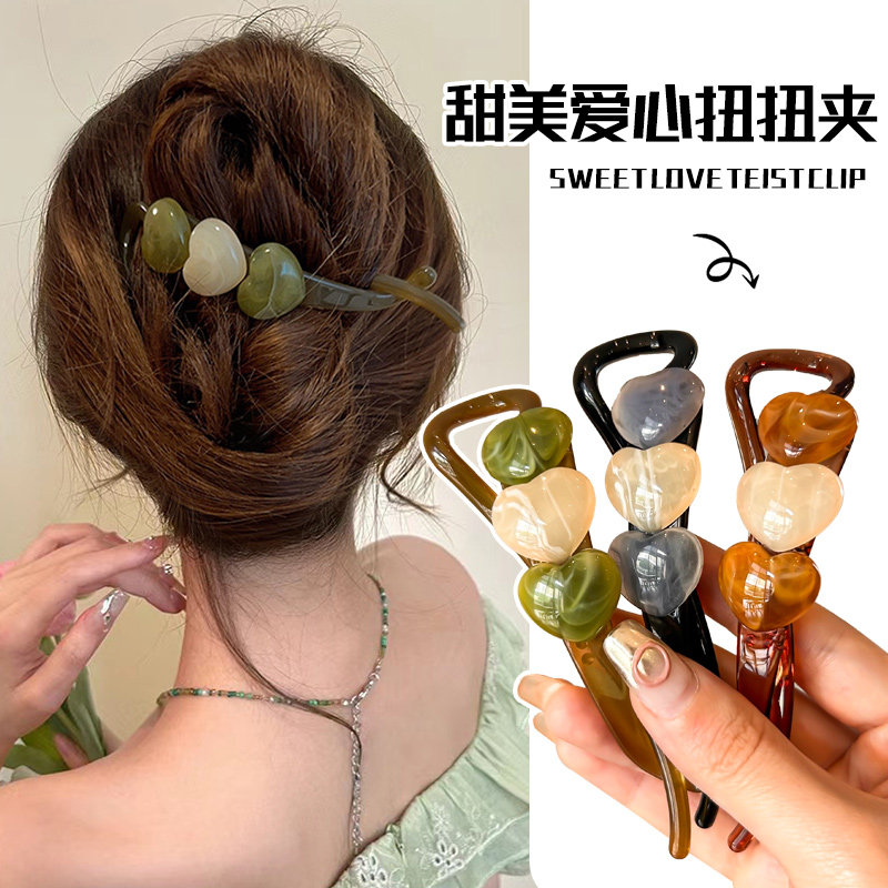 抓夹甜美爱心高级感马尾
