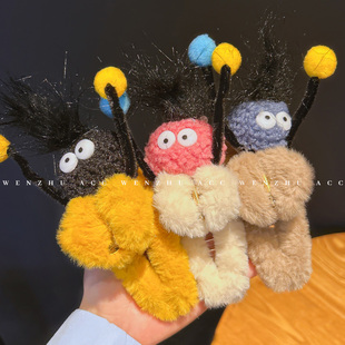 卡通可爱毛绒抓夹女大号高级感秋冬新款娃娃发夹后脑勺鲨鱼夹头饰