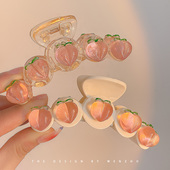 水蜜桃抓夹大号ins网红新款 发饰甜美少女后脑勺头饰鲨鱼夹发抓