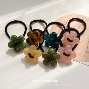 韩版 可爱少女花朵头绳发圈高弹力耐用扎头发皮筋头饰皮套马尾发绳