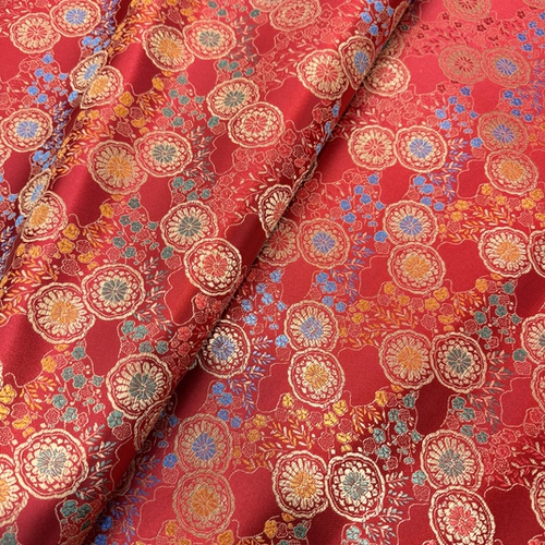 幅宽90双圆铜板花织锦缎发卡发簪手工古装汉服舞台伞面棉袄缎布料