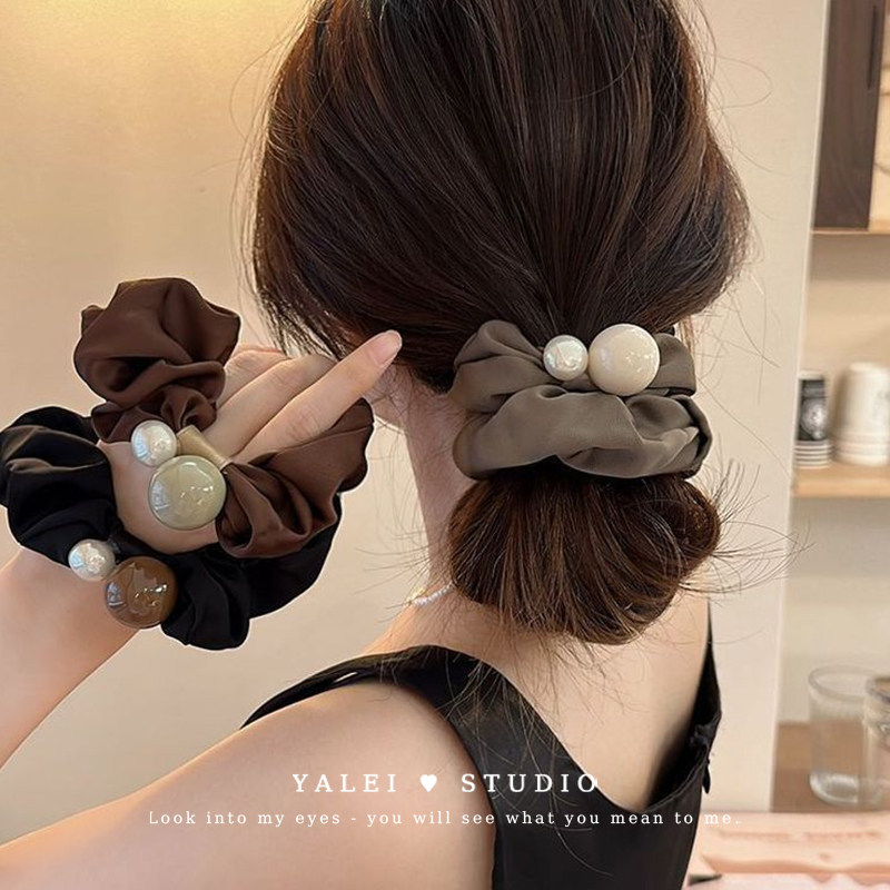法式珍珠缎面低丸子头大肠发圈头绳高弹力耐用皮筋女扎头高端发绳,饰品/流行首饰/时尚饰品新,发饰,淘宝优惠券,粉丝福利购,淘宝优惠卷