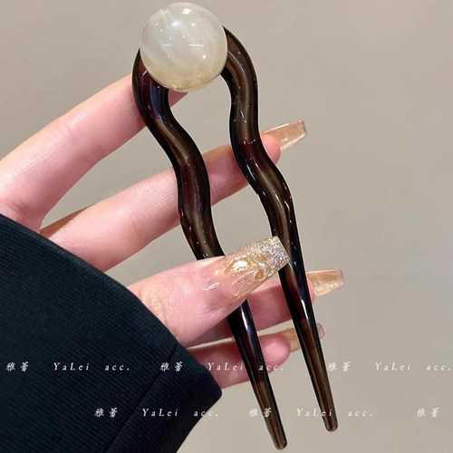 醋酸U形珍珠发簪时尚百搭