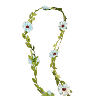 森系绿色藤蔓花朵丝带编发点缀头饰女发带发箍神器花仙子飘带发饰