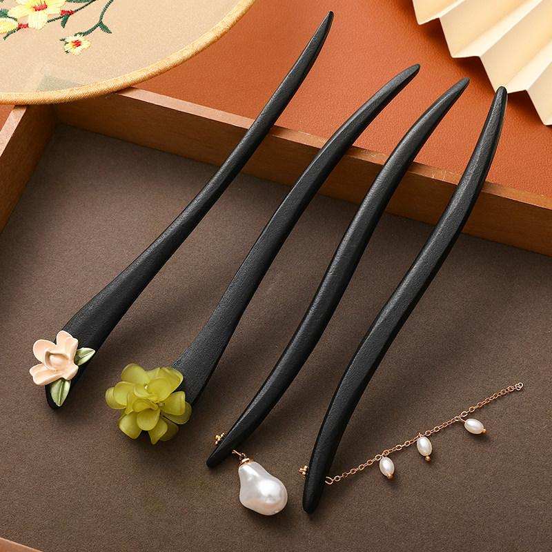 古风盘发木质发簪子高级感新中式钗子女秋冬日常筷子发钗旗袍头饰