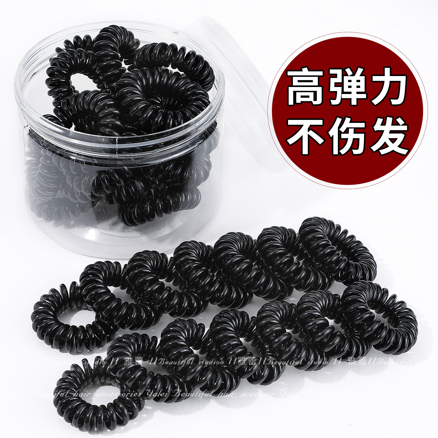 电话线发圈细小女高级感扎头发头绳高弹力发绳黑色皮筋电线圈头饰