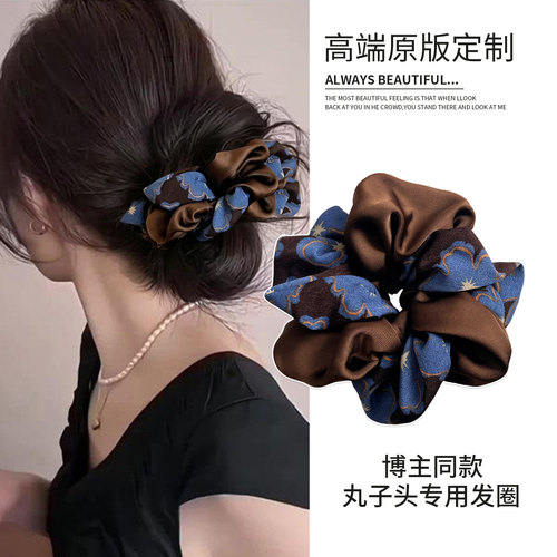 丸子头大肠发圈高级感头花女
