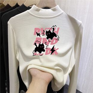 女童保暖打底衫半高领长袖t恤秋冬新款儿童上衣德绒内搭秋衣