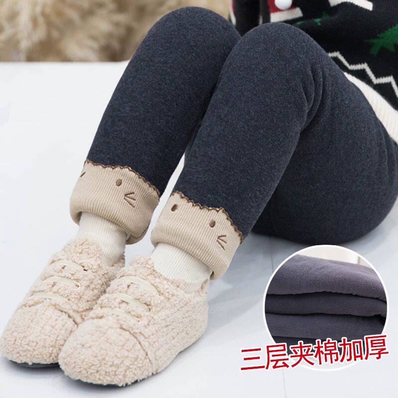 女宝宝棉裤冬季三层加厚