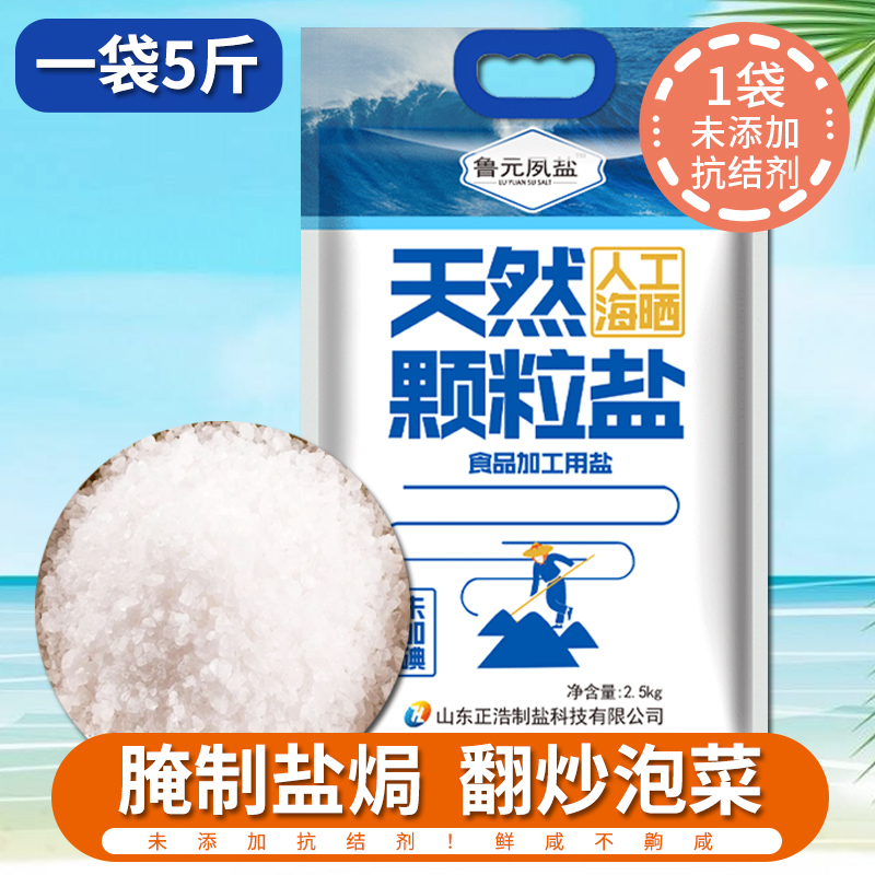 天然海盐大粒盐食用粗盐腌制无碘盐巴盐焗无抗结剂泡菜盐2.5kg*1 粮油调味/速食/干货/烘焙 食盐 原图主图